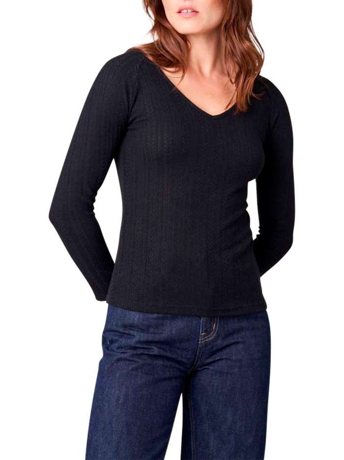 Top noir uni en maille fine...
