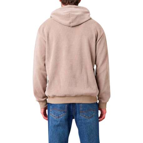 Sweat beige uni en velours côtelé avec un col à capuche et une coupe droite - Image 2