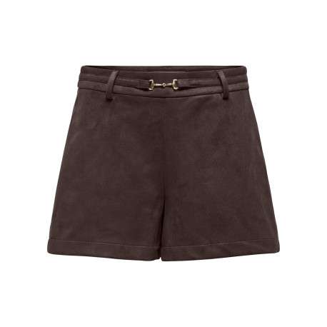 Short chino marron à coupe droite pourvu d'une ceinture décorative