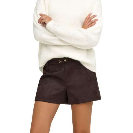 Short chino marron à coupe droite pourvu d'une ceinture décorative - Image 3