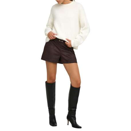 Short chino marron à coupe droite pourvu d'une ceinture décorative - Image 6