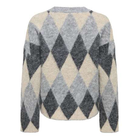 Pull gris à coupe droite pourvu d'un col rond et de manches longues - Image 2