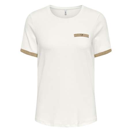 T-shirt en coton biologique blanc à coupe droite pourvu d'un col rond