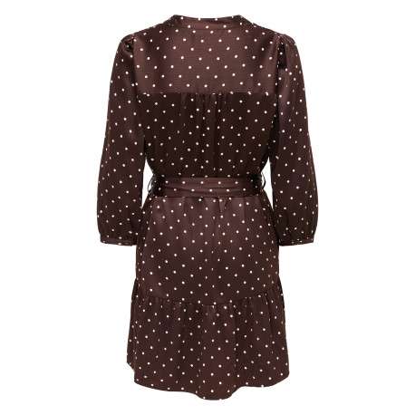 Robe courte marron coupe ajustée pourvue d'un col tunisien et de manches longues - Image 2