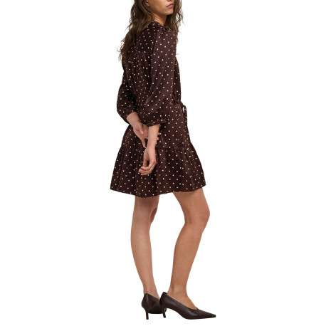Robe courte marron coupe ajustée pourvue d'un col tunisien et de manches longues - Image 4