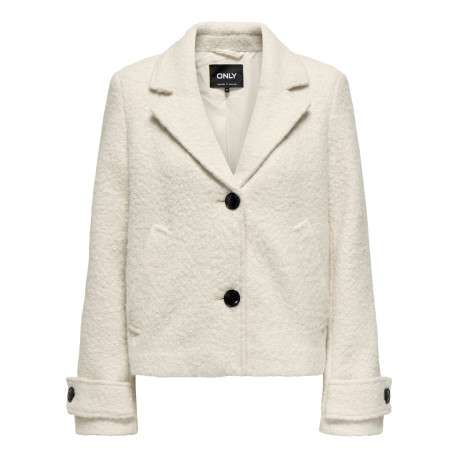 Veste écrue à coupe droite pourvue d'un col à revers et de manches longues
