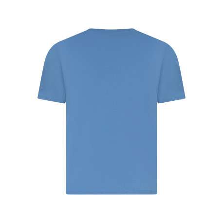 T-shirt en coton bleu clair uni avec une coupe droite et un col rond - Image 2