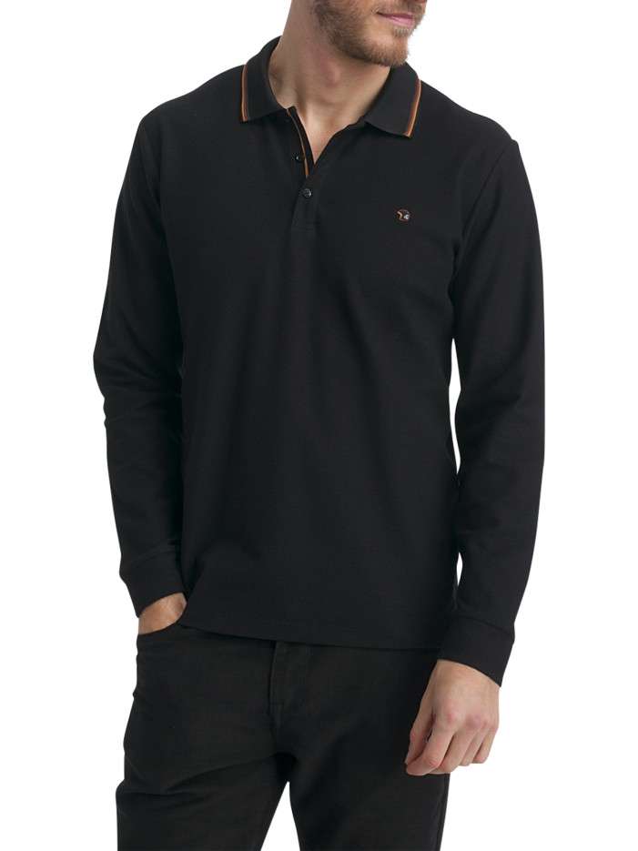 Polo en coton noir uni...