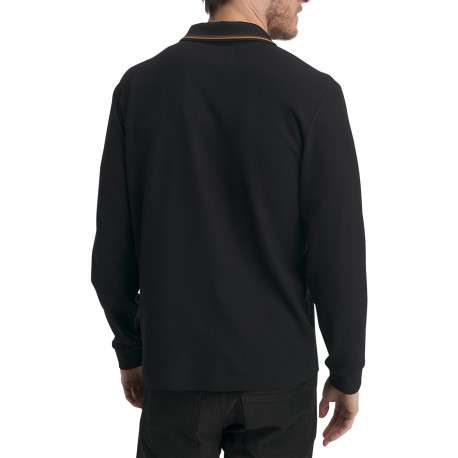 Polo en coton noir uni pourvu d'une coupe droite et d'un col boutonné - Image 3