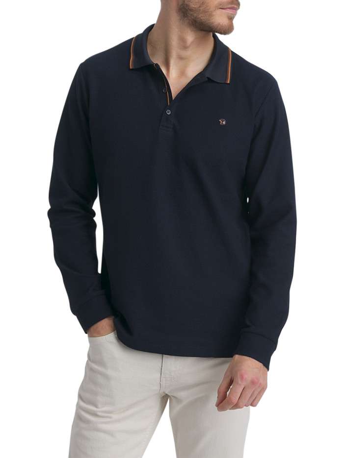 Polo en coton bleu marine...
