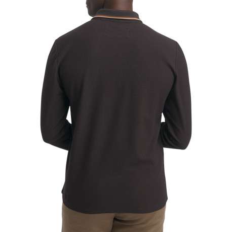 Polo en coton chocolat uni doté d'une coupe droite et d'un col boutonné - Image 3