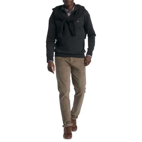 Pull en coton mélangé marron orné du logo avec un col camionneur - Image 2