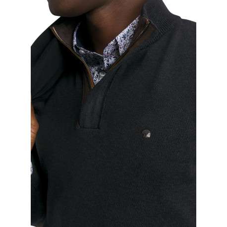 Pull en coton mélangé marron orné du logo avec un col camionneur - Image 5