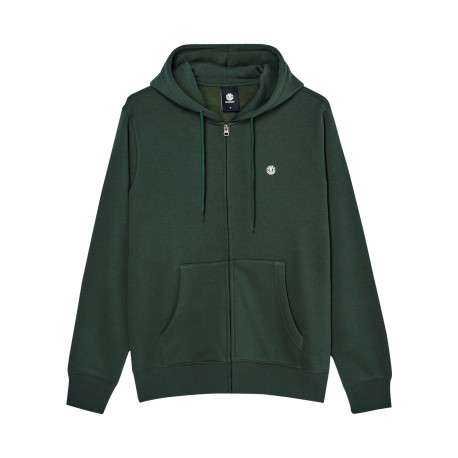 Sweat zippé en coton mélangé vert à coupe droite pourvu de manches longues