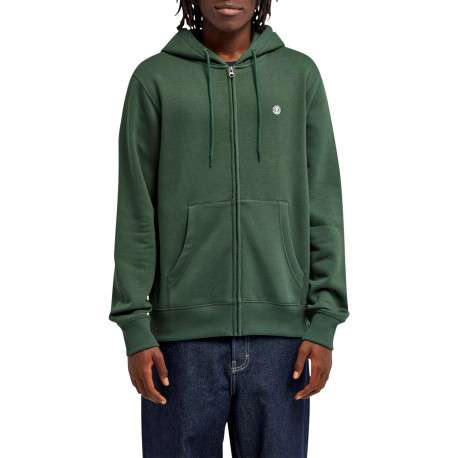 Sweat zippé en coton mélangé vert à coupe droite pourvu de manches longues - Image 3