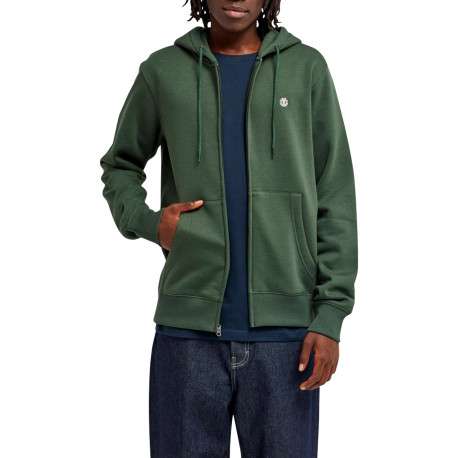 Sweat zippé en coton mélangé vert à coupe droite pourvu de manches longues - Image 4