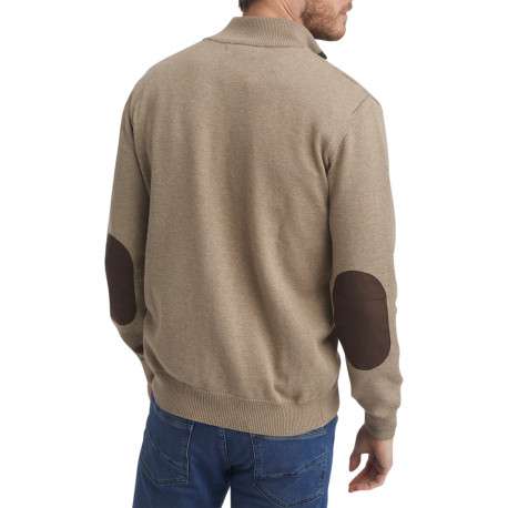 Pull en coton mélangé beige uni doté d'un col camionneur et des manches longues - Image 3