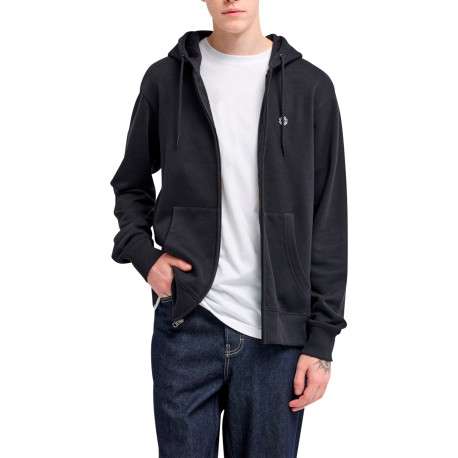 Sweat zippé en coton mélangé noir à coupe droite pourvu de manches longues - Image 4