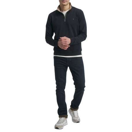 Sweat en coton mélangé stretch bleu marine à coupe droite et manches longues - Image 2