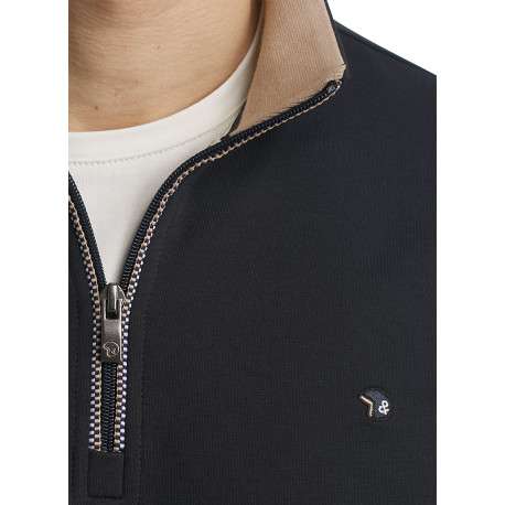 Sweat en coton mélangé stretch bleu marine à coupe droite et manches longues - Image 4