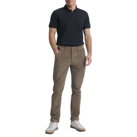 Pantalon chino taupe en coton velours côtelé doté d'une coupe slim - Image 2