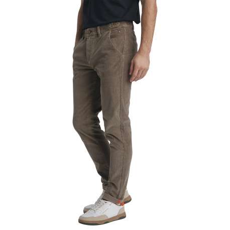 Pantalon chino taupe en coton velours côtelé doté d'une coupe slim - Image 3