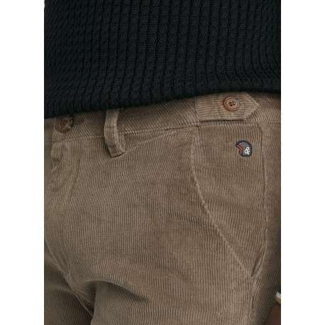 Pantalon chino taupe en coton velours côtelé doté d'une coupe slim - Image 5