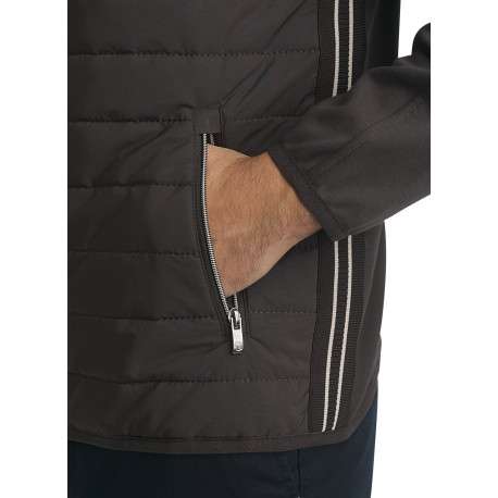 Doudoune en coton mélangé marron uni pourvue d'une coupe droite - Image 3