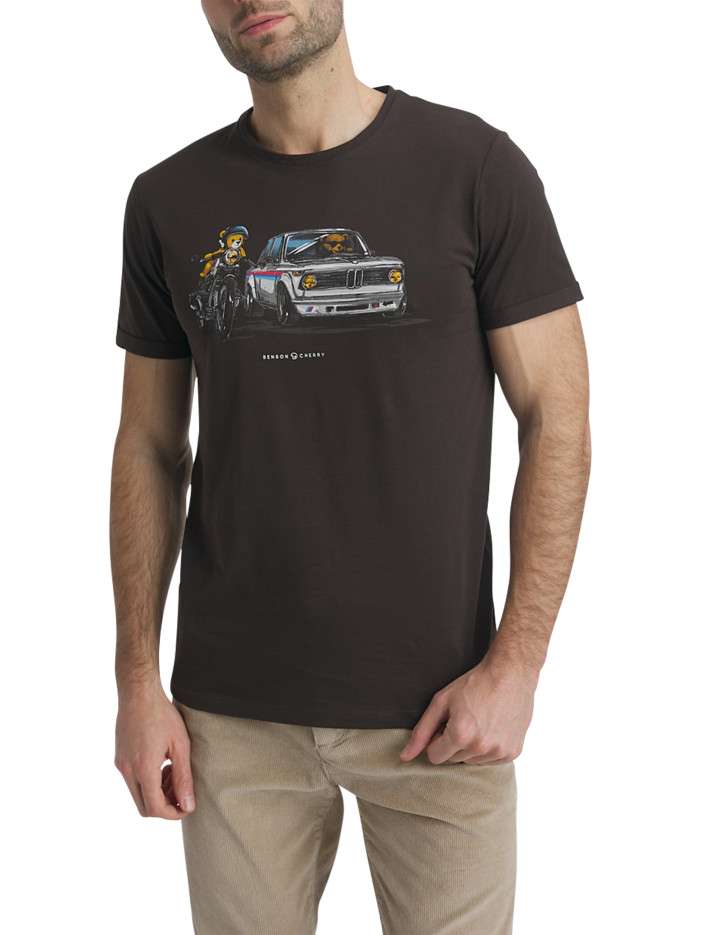 T-shirt en coton chocolat...