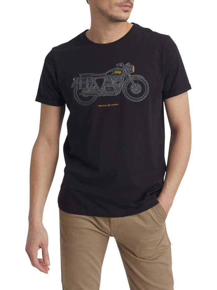 T-shirt en coton noir avec...