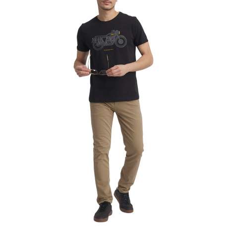 T-shirt en coton noir avec un imprimé moto et une coupe droite - Image 2
