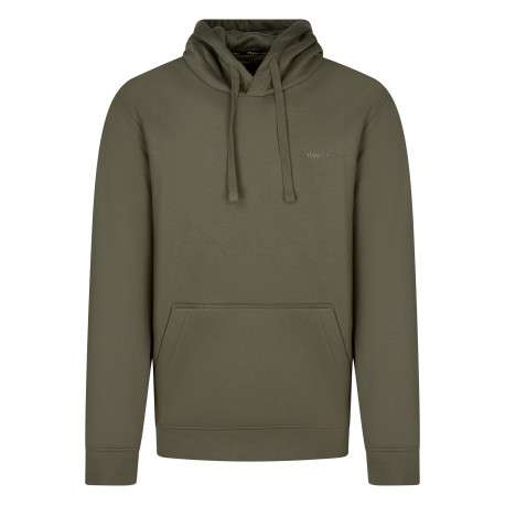 Sweat à capuche kaki avec une coupe droite et un logo en relief