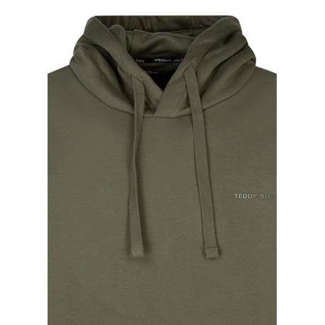 Sweat à capuche kaki avec une coupe droite et un logo en relief - Image 3