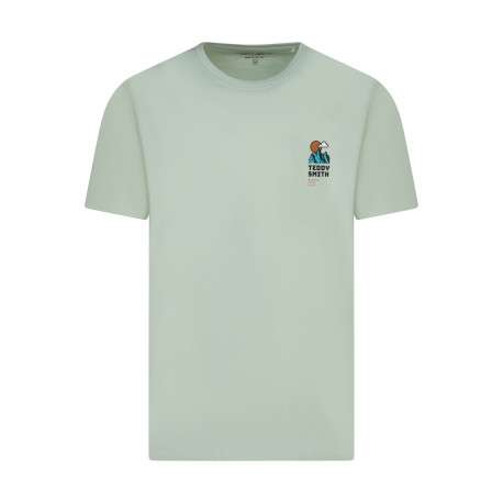 T-shirt vert en coton avec un imprimé dans le dos et sur la poitrine
