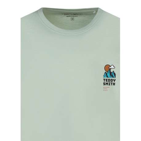 T-shirt vert en coton avec un imprimé dans le dos et sur la poitrine - Image 3