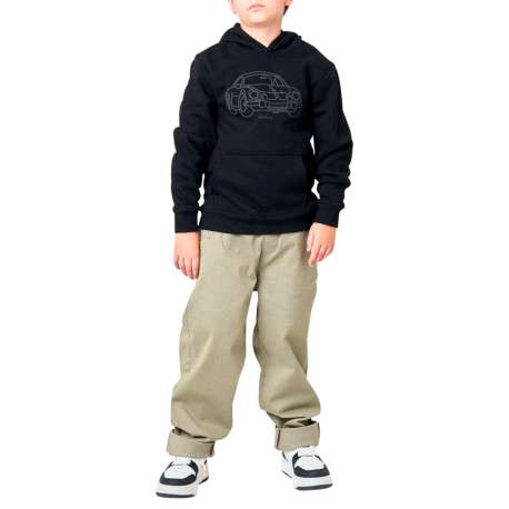 Sweat noir uni avec une voiture imprimée et un col à capuche - Image 3