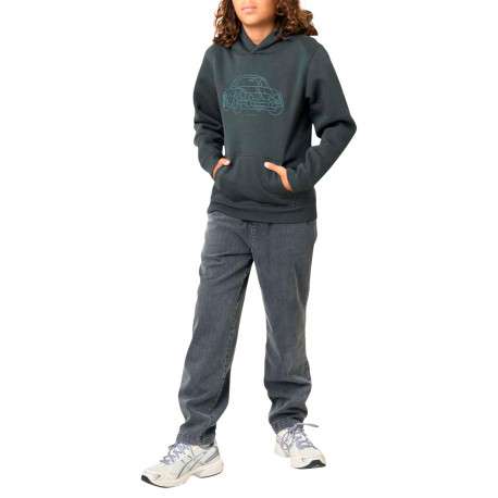 Sweat kaki uni avec un col à capuche et une voiture imprimée - Image 3