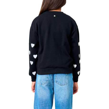 Sweat en coton mélangé noir uni à motifs avec une coupe droite - Image 4