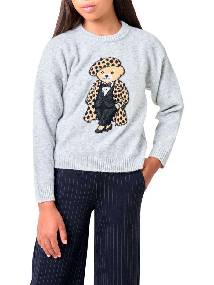 Pull gris clair en maille...