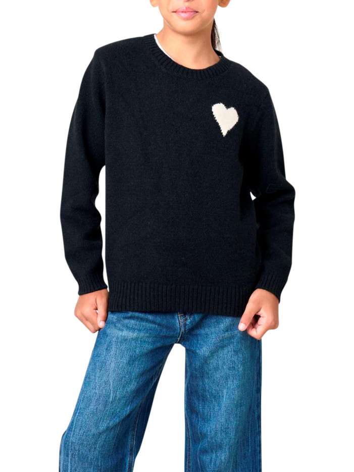 Pull noir uni en maille...