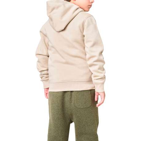 Sweat beige uni à coupe droite avec un col à capuche et un logo brodé - Image 2
