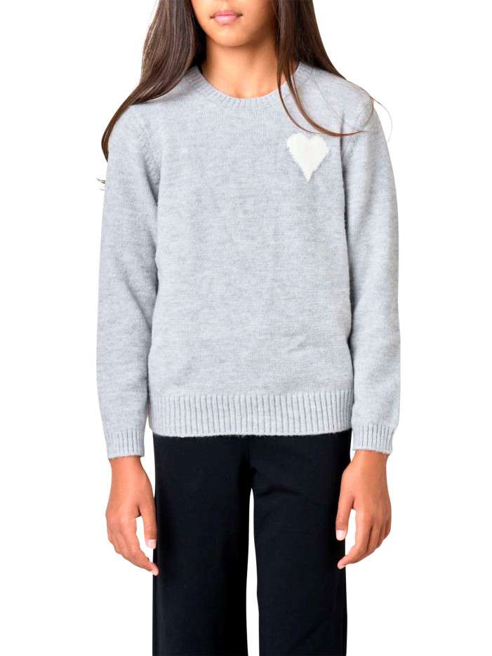 Pull gris clair uni en...