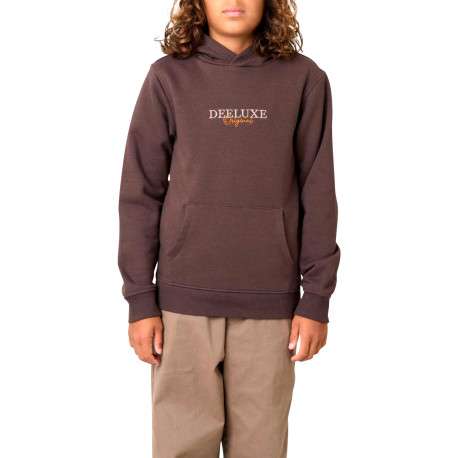 Sweat marron uni à coupe droite avec un logo brodé et un col à capuche