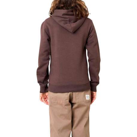 Sweat marron uni à coupe droite avec un logo brodé et un col à capuche - Image 2