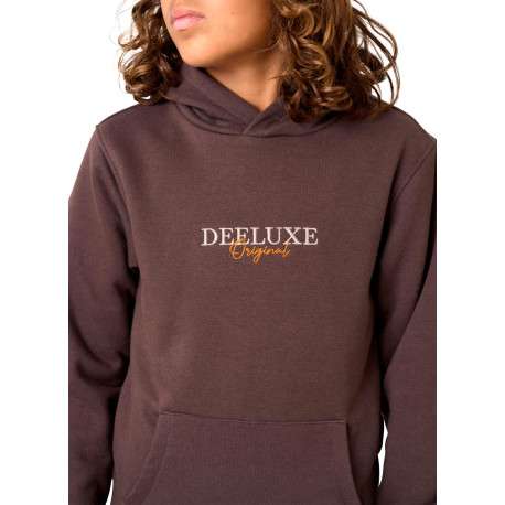 Sweat marron uni à coupe droite avec un logo brodé et un col à capuche - Image 4
