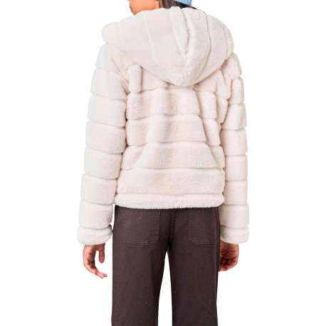 Veste écrue unie à coupe droite avec 2 poches et un col à capuche - Image 2