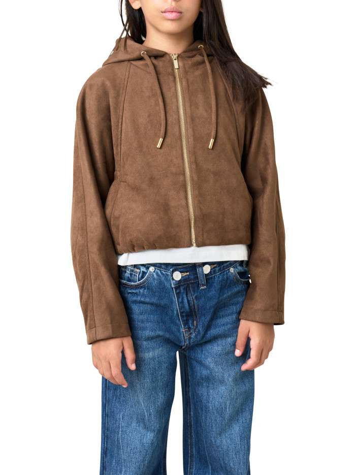 Blouson marron uni à coupe...