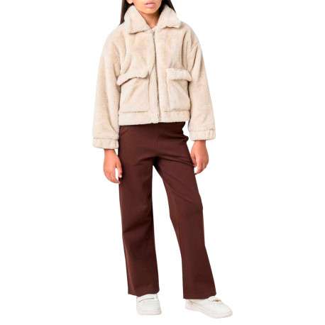 Blouson écru uni muni d'une coupe droite et d'un col à revers - Image 3