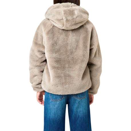 Blouson taupe uni réversible avec une coupe droite et un col à capuche - Image 2
