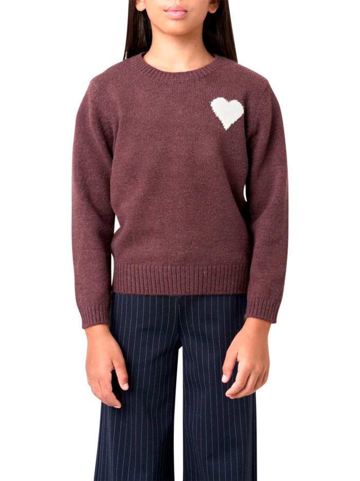Pull chocolat uni en maille...